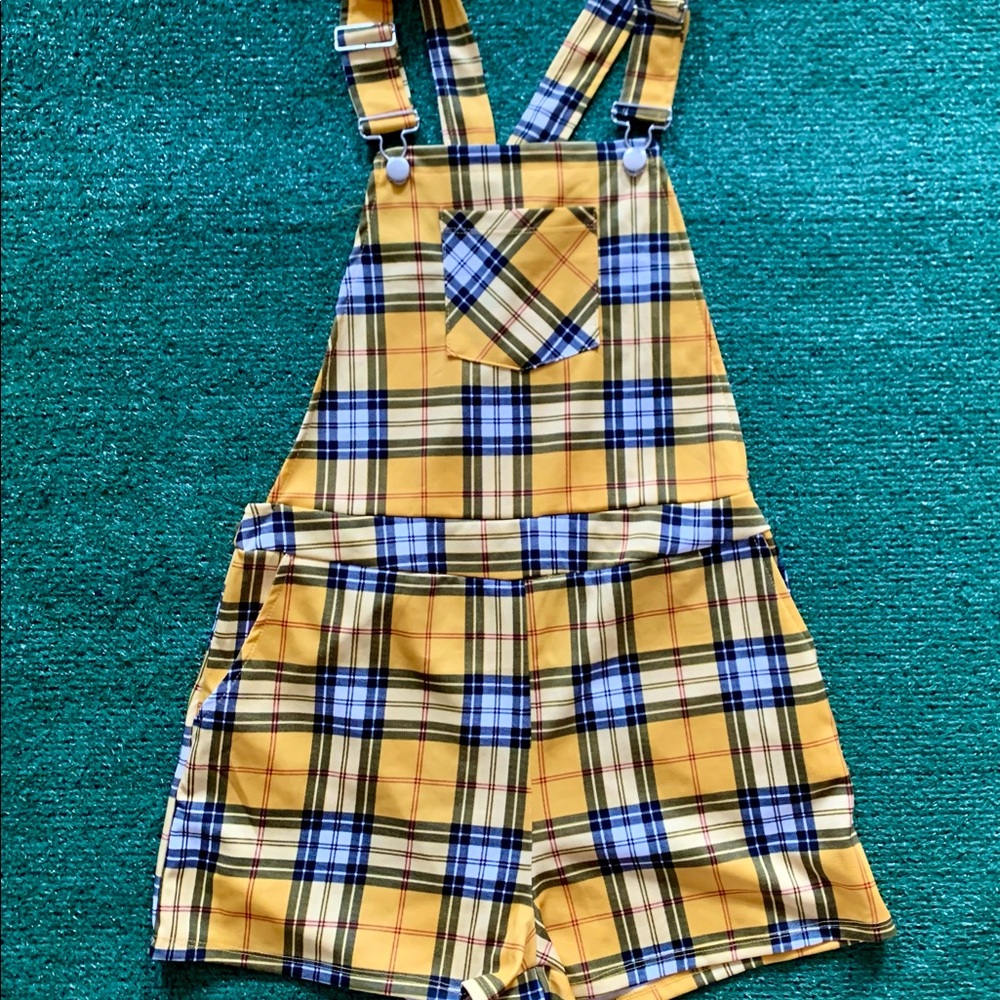 Plaid Overall Shorts